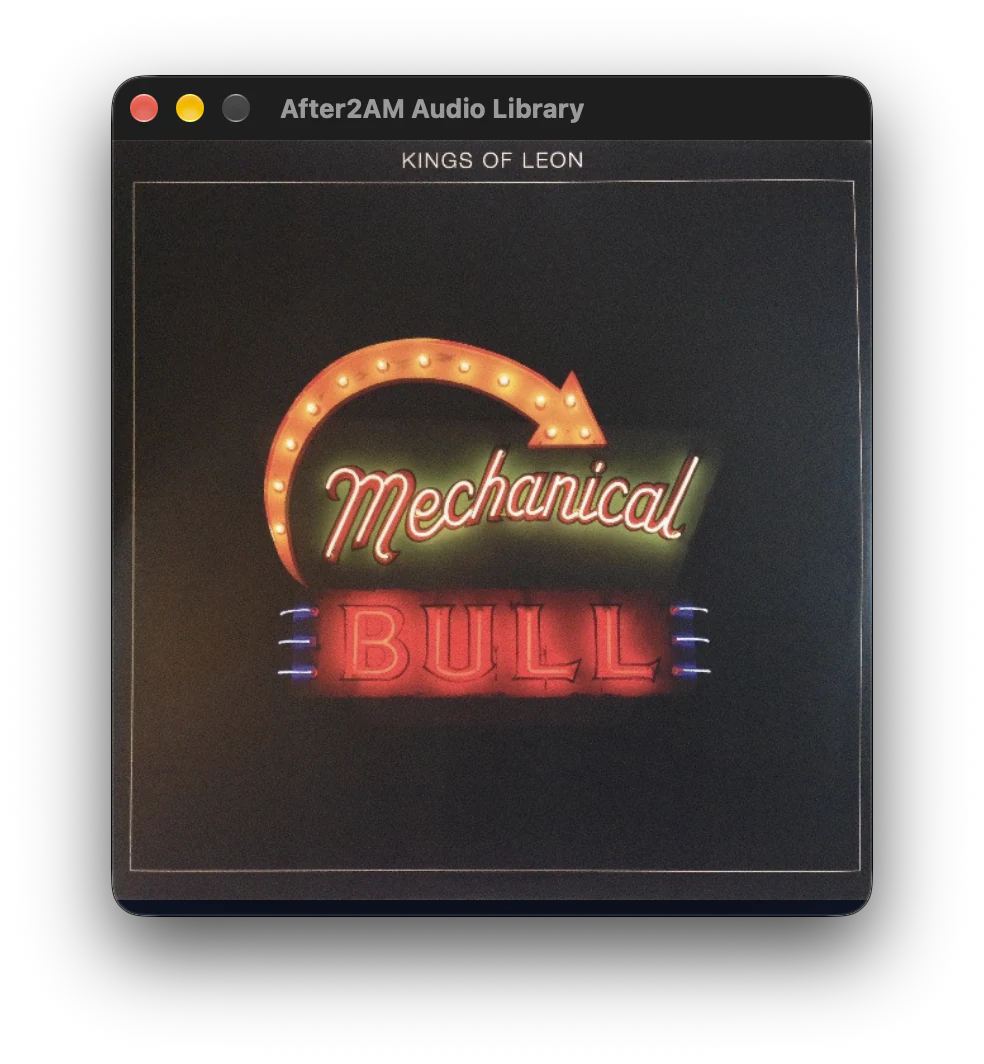 Audio Library mini-player showing album artwork